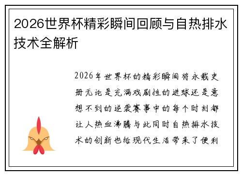 2026世界杯精彩瞬间回顾与自热排水技术全解析